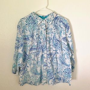 Jones New York Signature Woman Paisley Print Button Down Top